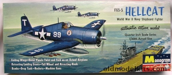 Monogram 1/48 Grumman F6F-5 Hellcat - (F6F5) Authentic Action Model, PA80-149 plastic model kit